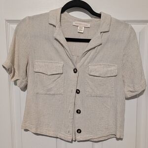 Mossimo Supply Co. Cream Button-Up Shirt